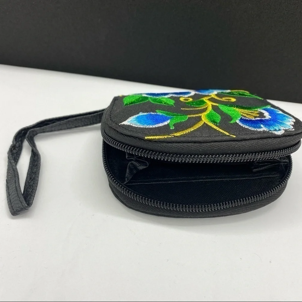 Mexican Embroidered Coin Wallet coin Pouch Floral